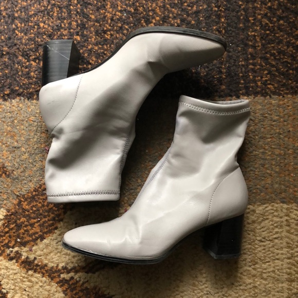 H&M Light Grey Sock Style Heeled Booties - Picture 2 of 5